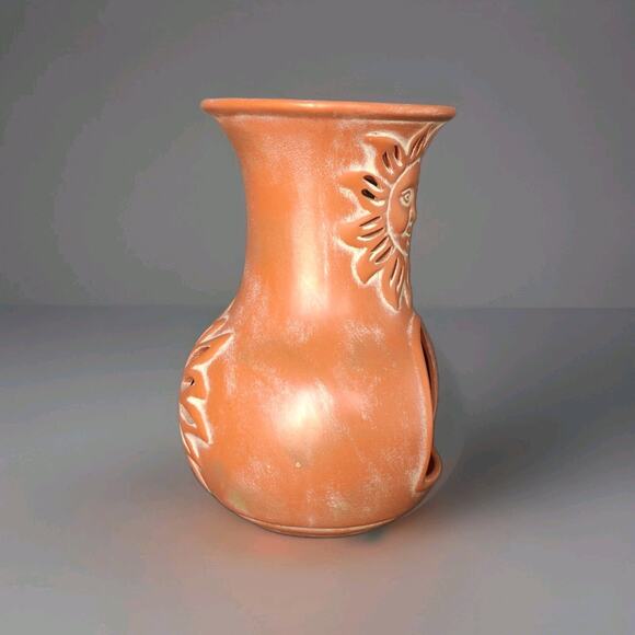 Vintage Retired Partylite Terra Cotta Tea Light Holder Sun Face/Burst PatioDecor - Picture 4 of 11